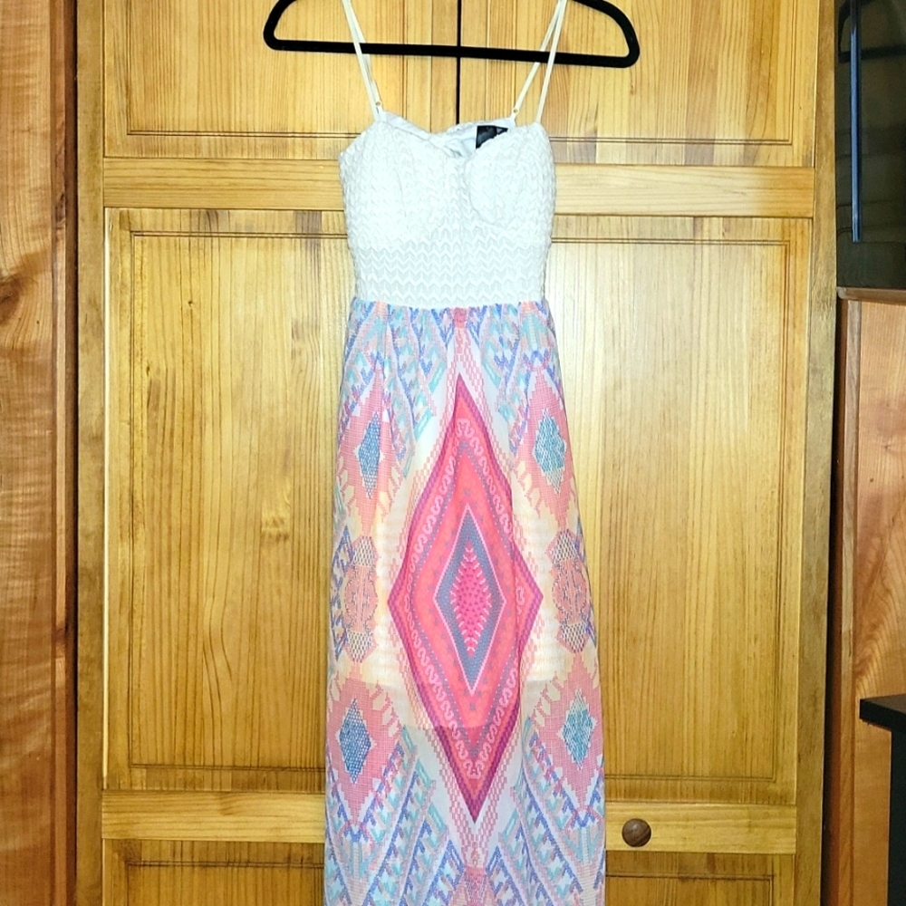 Trixxi Crochet Open Back Maxi Dress